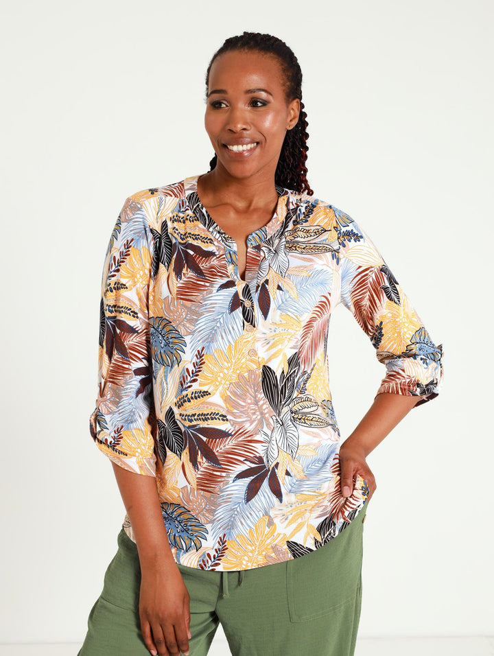 Henley Knit Top - Mustard