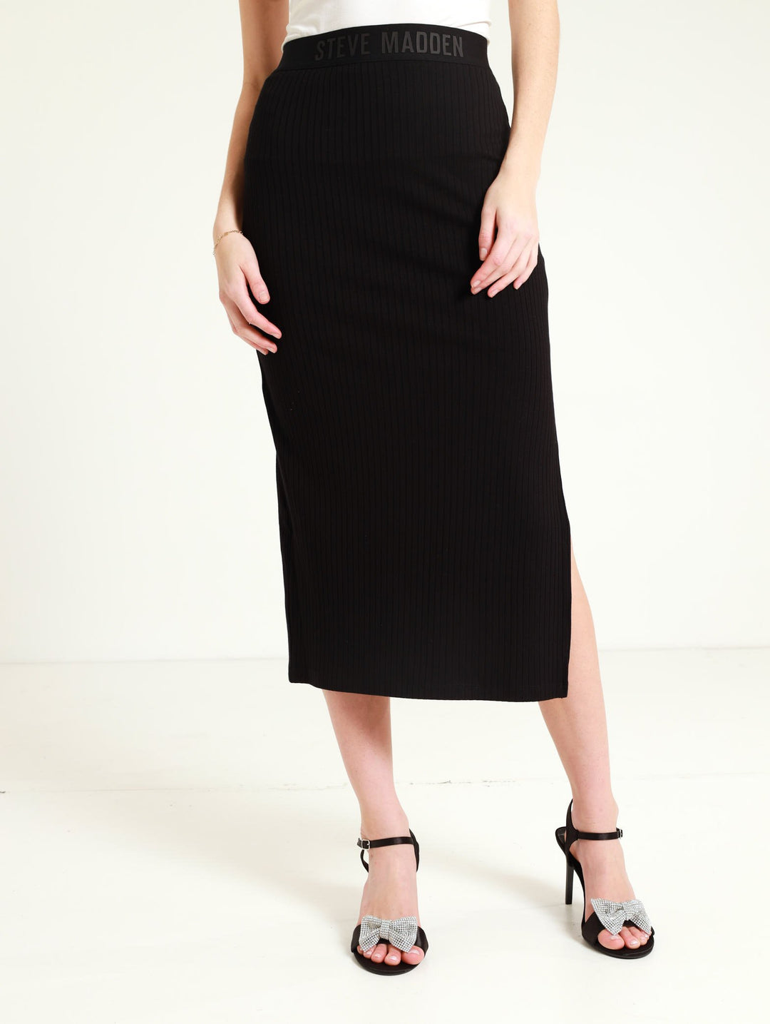 Magnolia High Waisted Midi-Bodycon Skirt - Black