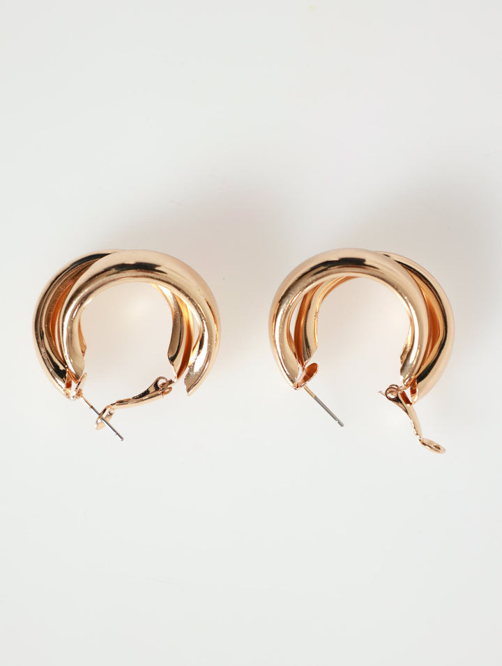 Double Tube Hoop Earings - Gold