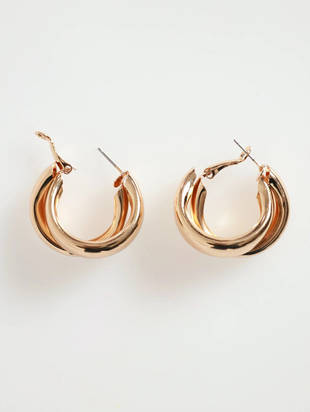 Double Tube Hoop Earings - Gold