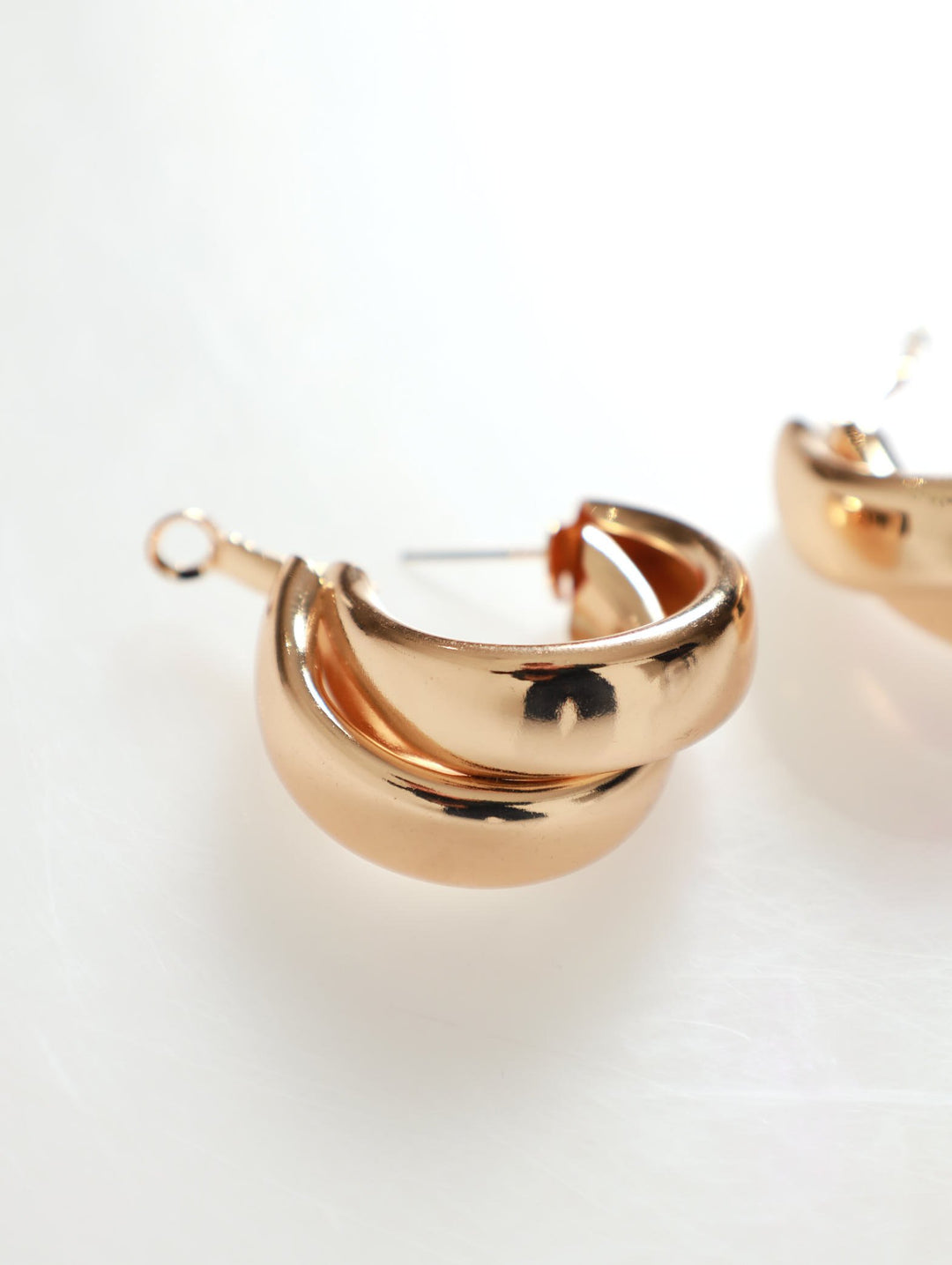 Double Tube Hoop Earings - Gold