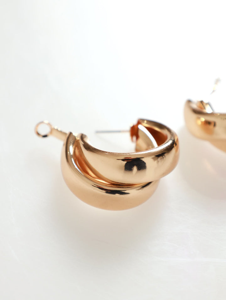 Double Tube Hoop Earings - Gold