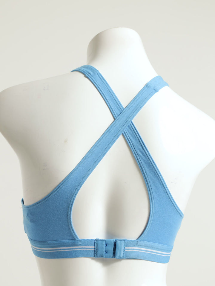 Cross-Back Padded Sports Bra - Blue