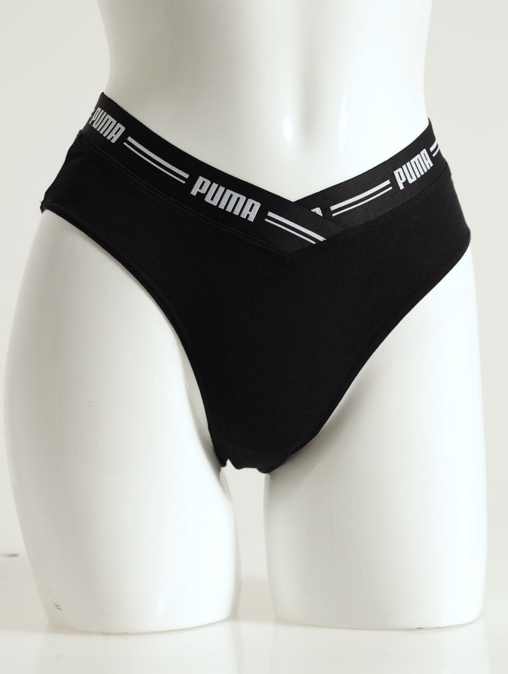 2 Pack V-Shape High Waist Brief Panty - Black