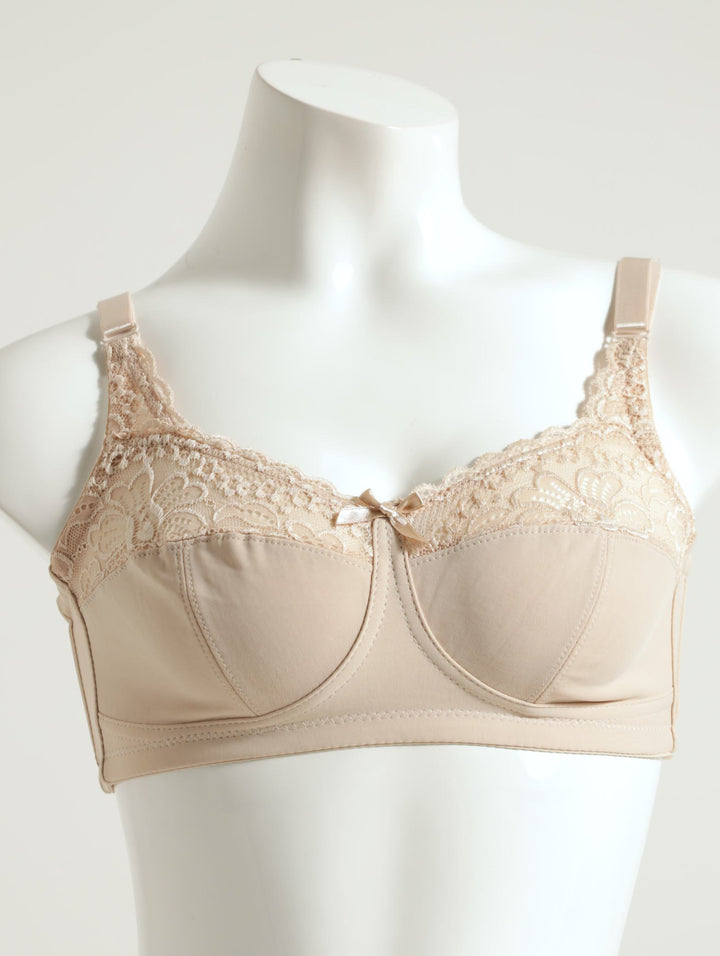 2 Pack Lace Wireless Bra - Beige/Black