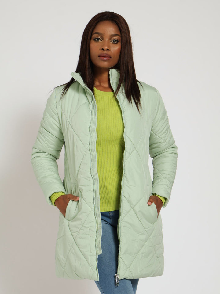 Quilted Puffer Jacket - Sage