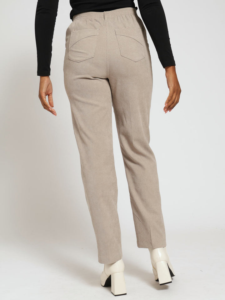 Corduroy Straight Leg Pants - Beige