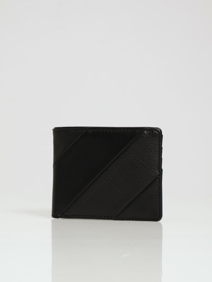 Textured Panel Billfold Wallet - Black