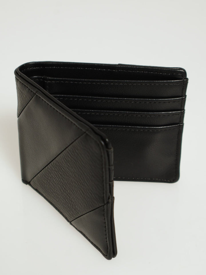 Textured Panel Billfold Wallet - Black