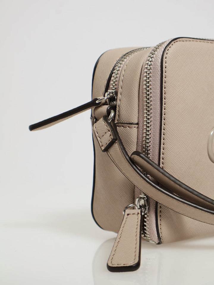 Artemis Mini Double Zip Crossbody Bag - Taupe