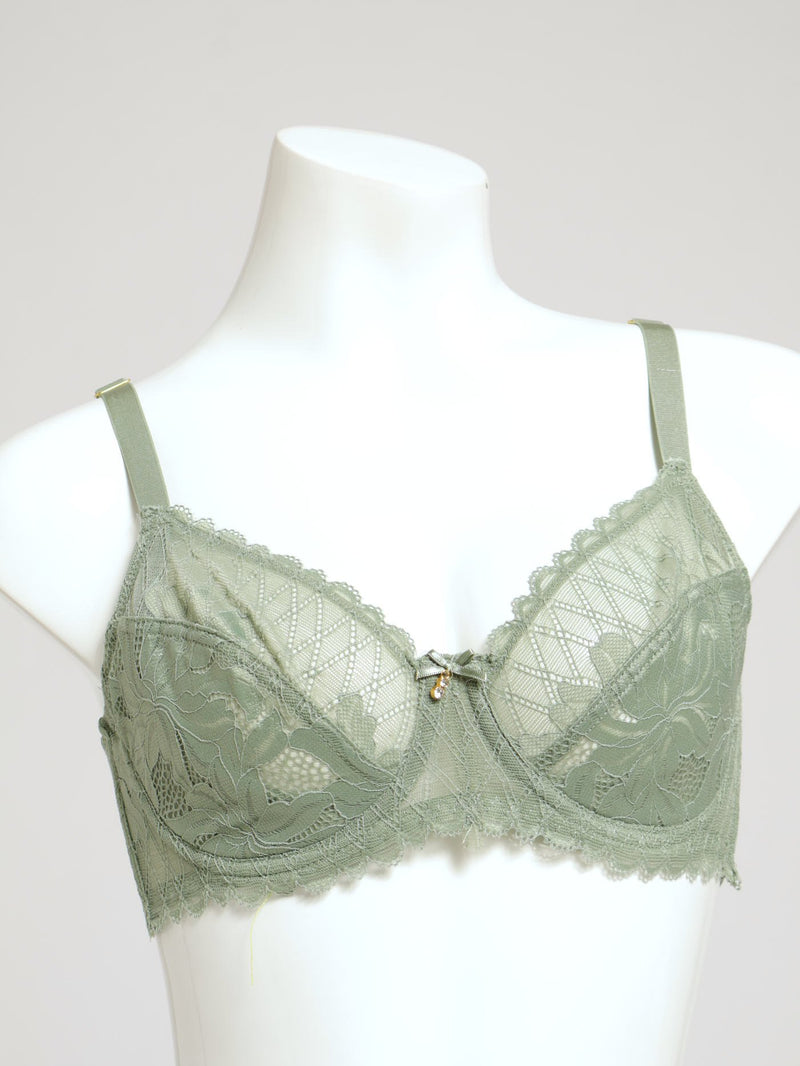 2 Pack Lightly Padded Lace Bra - Sage/Nude