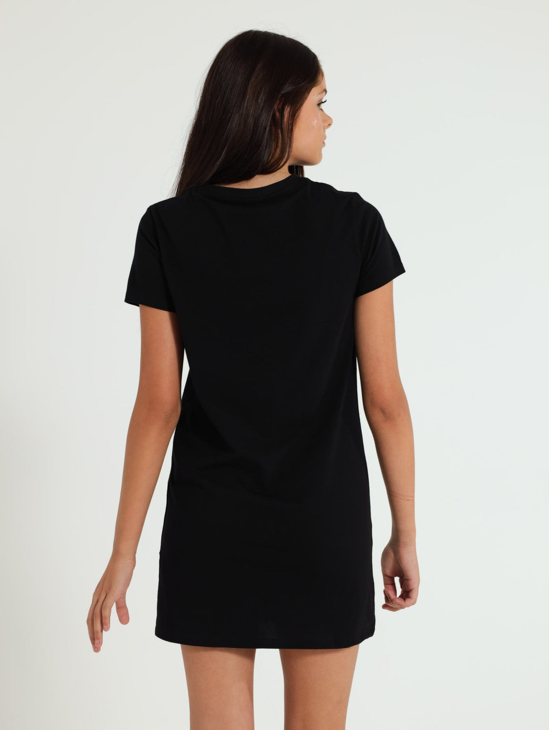 Girls Mono Deckle T-Shirt Dress - Black