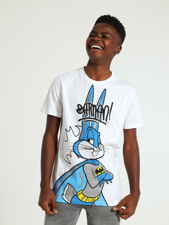 Boys Batman Silver Bunny Tee - White
