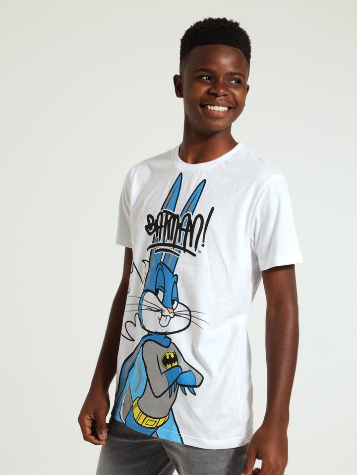Boys Batman Silver Bunny Tee - White