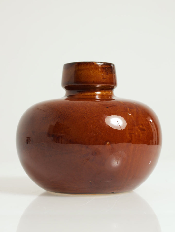 17.5cm Ceramic Crackle Vase - Brown