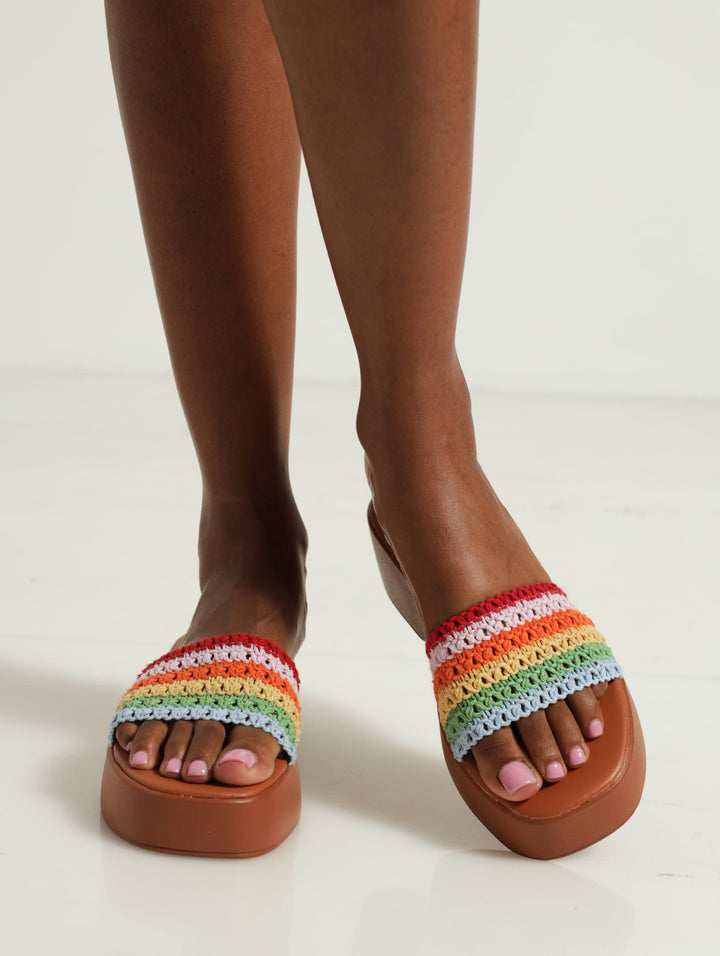 Wood Look Outsole Stripe Mule