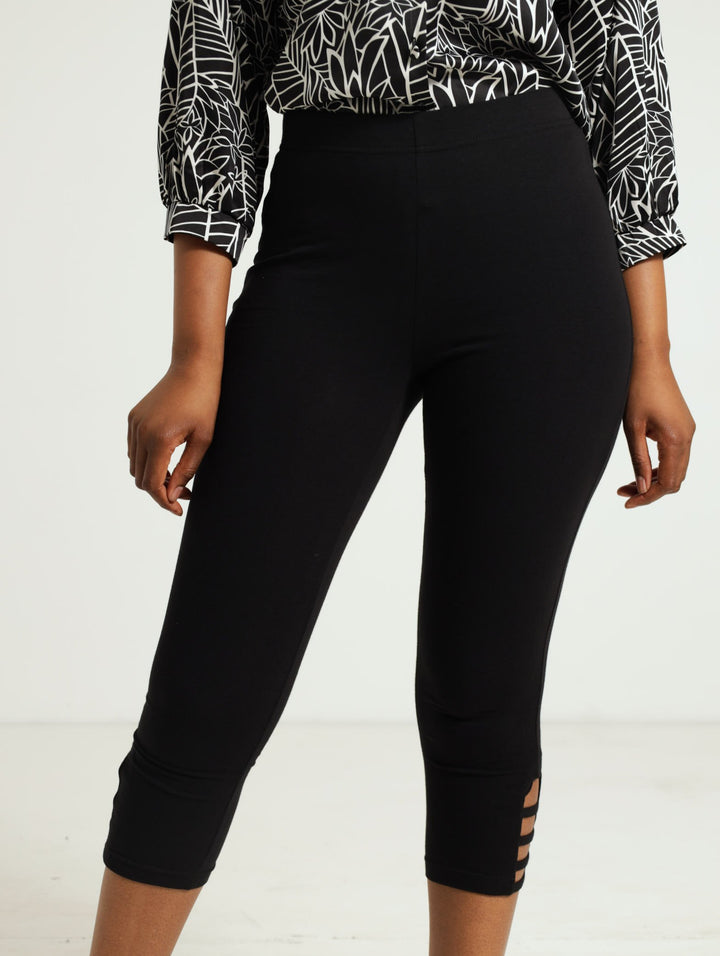 Crop Legging With Cutouts - Black