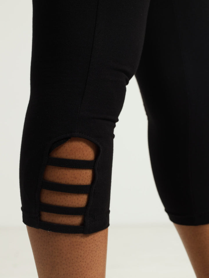 Crop Legging With Cutouts - Black