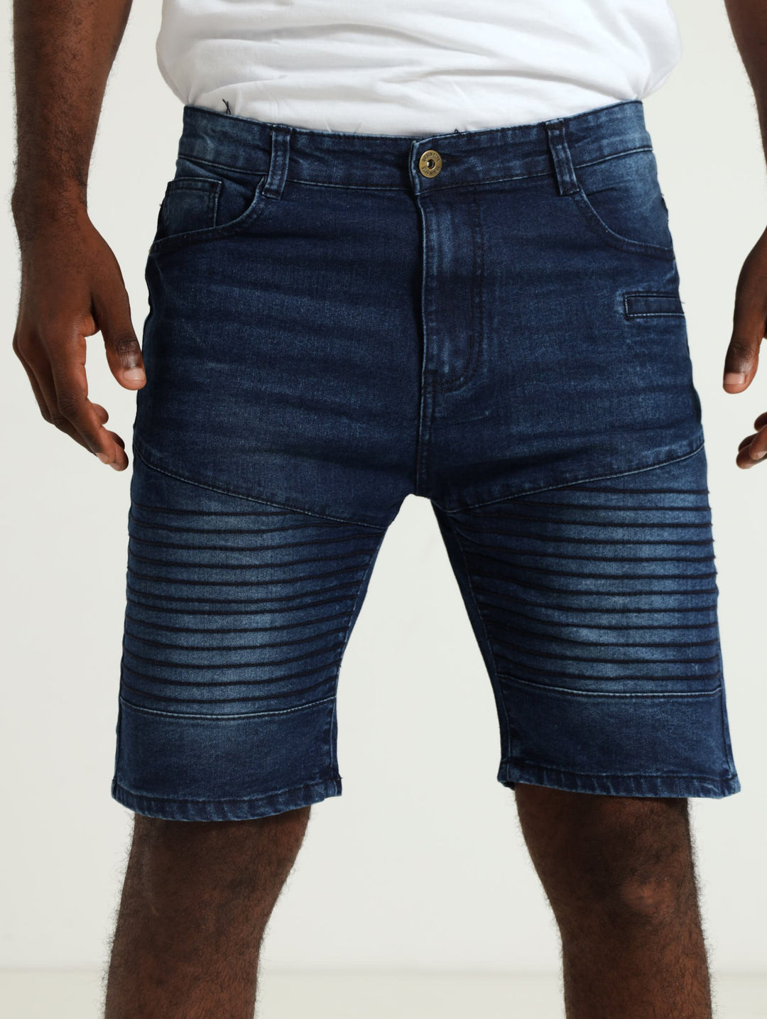Fashion Denim Biker Shorts - Dark Blue