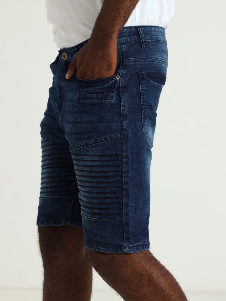 Fashion Denim Biker Shorts - Dark Blue