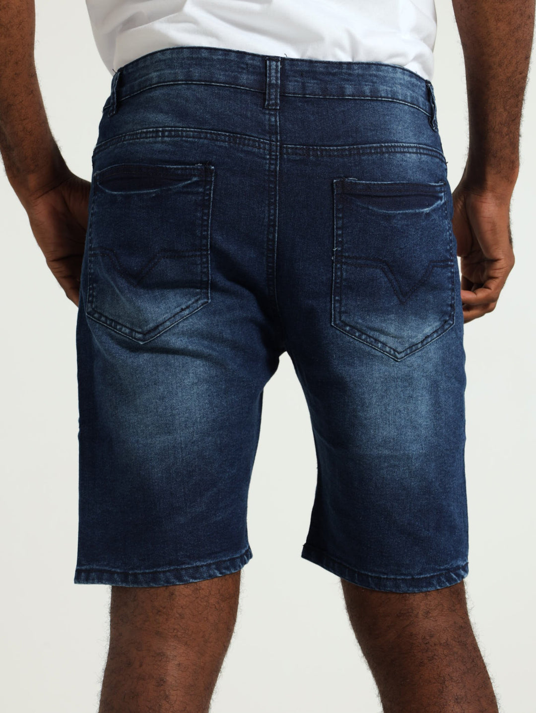 Fashion Denim Biker Shorts - Dark Blue