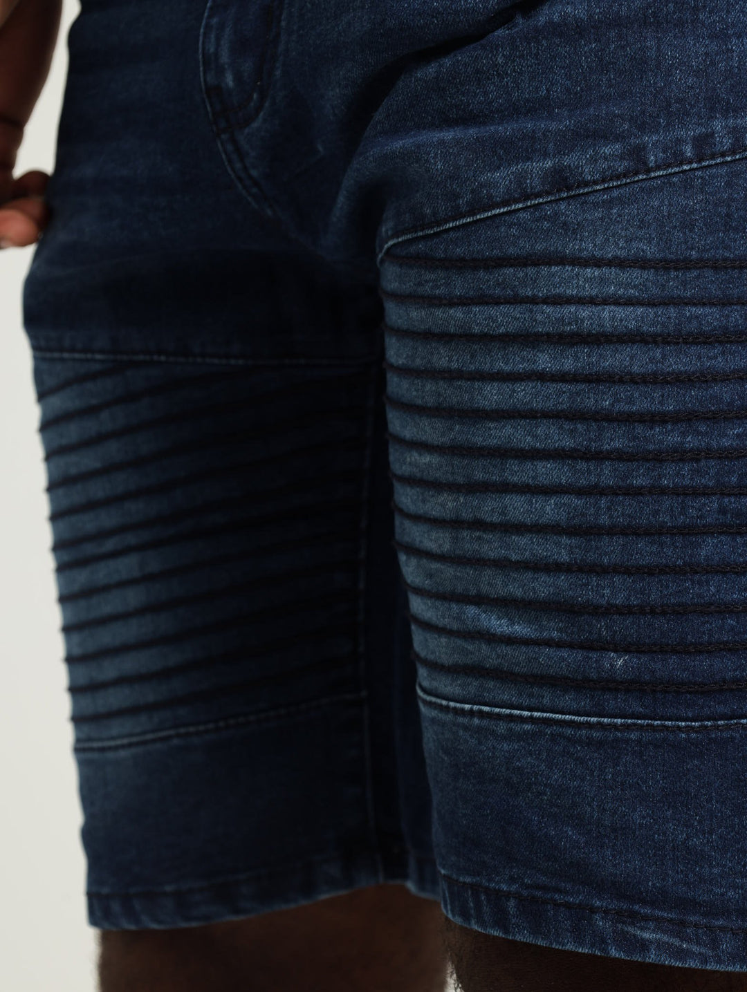 Fashion Denim Biker Shorts - Dark Blue