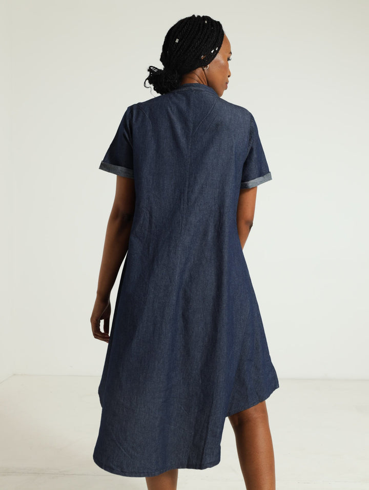 A-Line Denim Dress - Dark Wash Ink