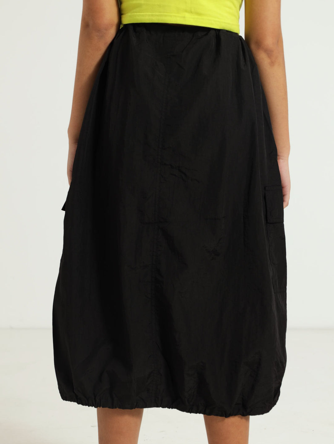 Girls Taslon Long Cargo Skirt - Black