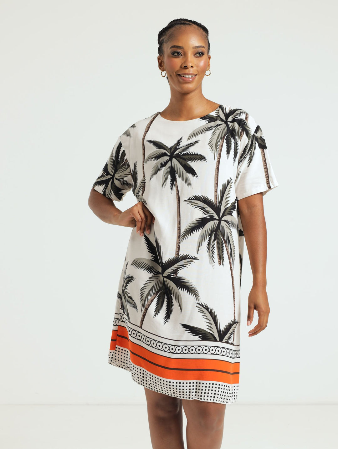 Back Detail Shift Dress - Black/White