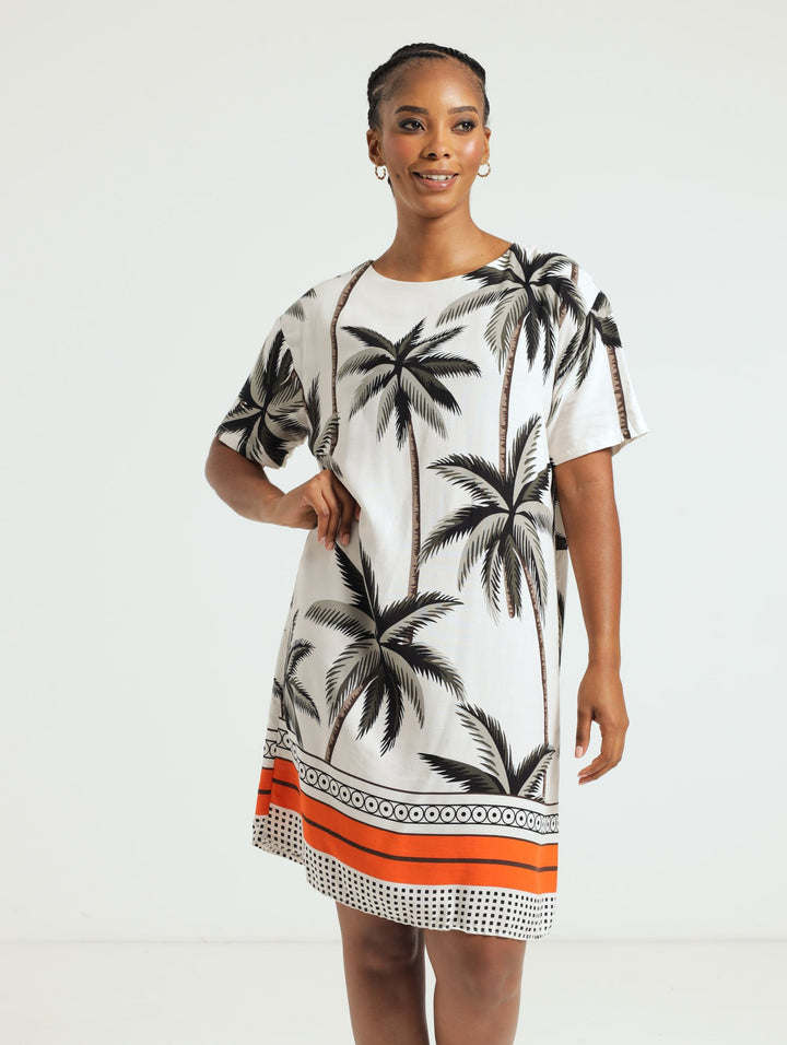 Back Detail Shift Dress - Black/White