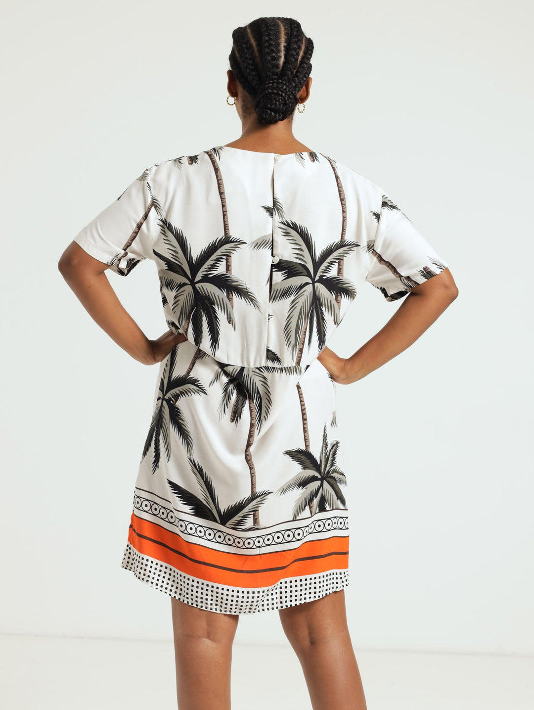 Back Detail Shift Dress - Black/White