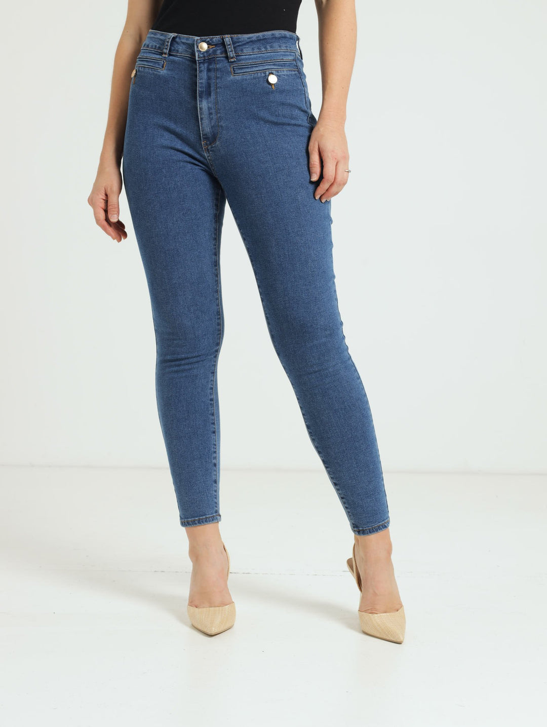 Hi-Waist Jet Pocket Skinny Jean - Dark Stonewash