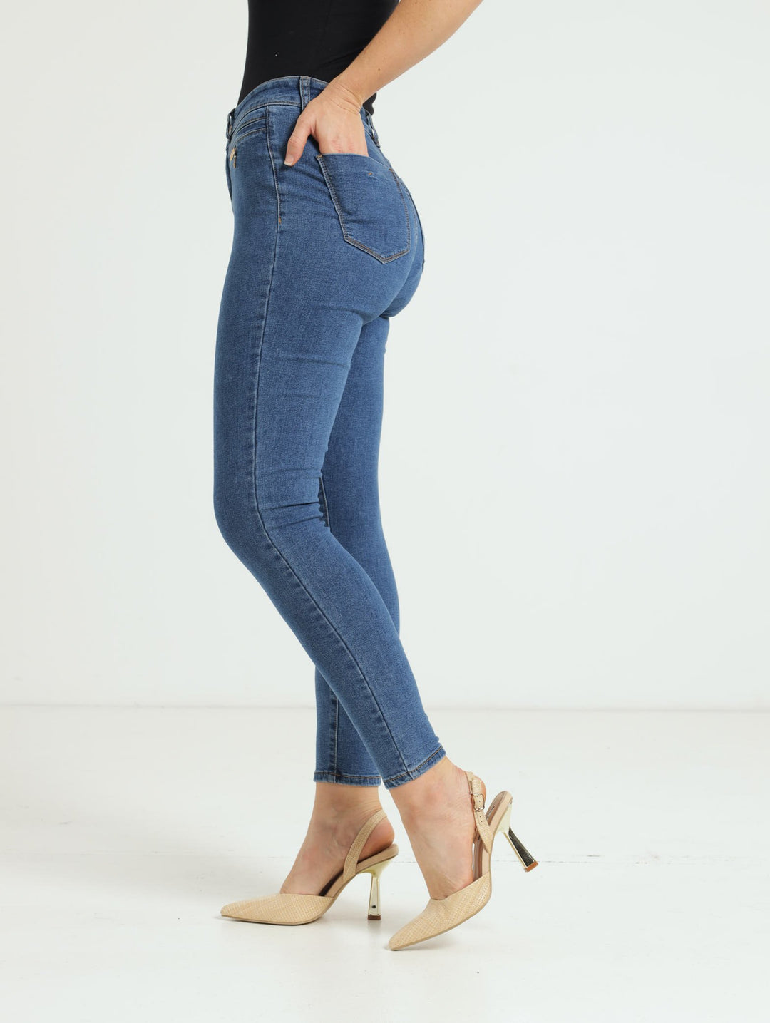 Hi-Waist Jet Pocket Skinny Jean - Dark Stonewash