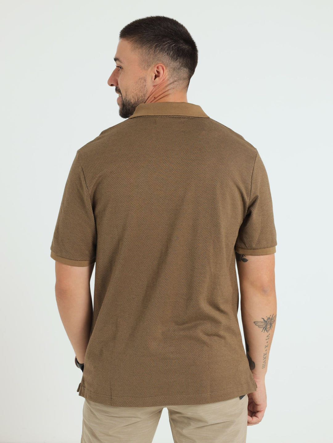 Mini Check Notch Polo Tee - Rust