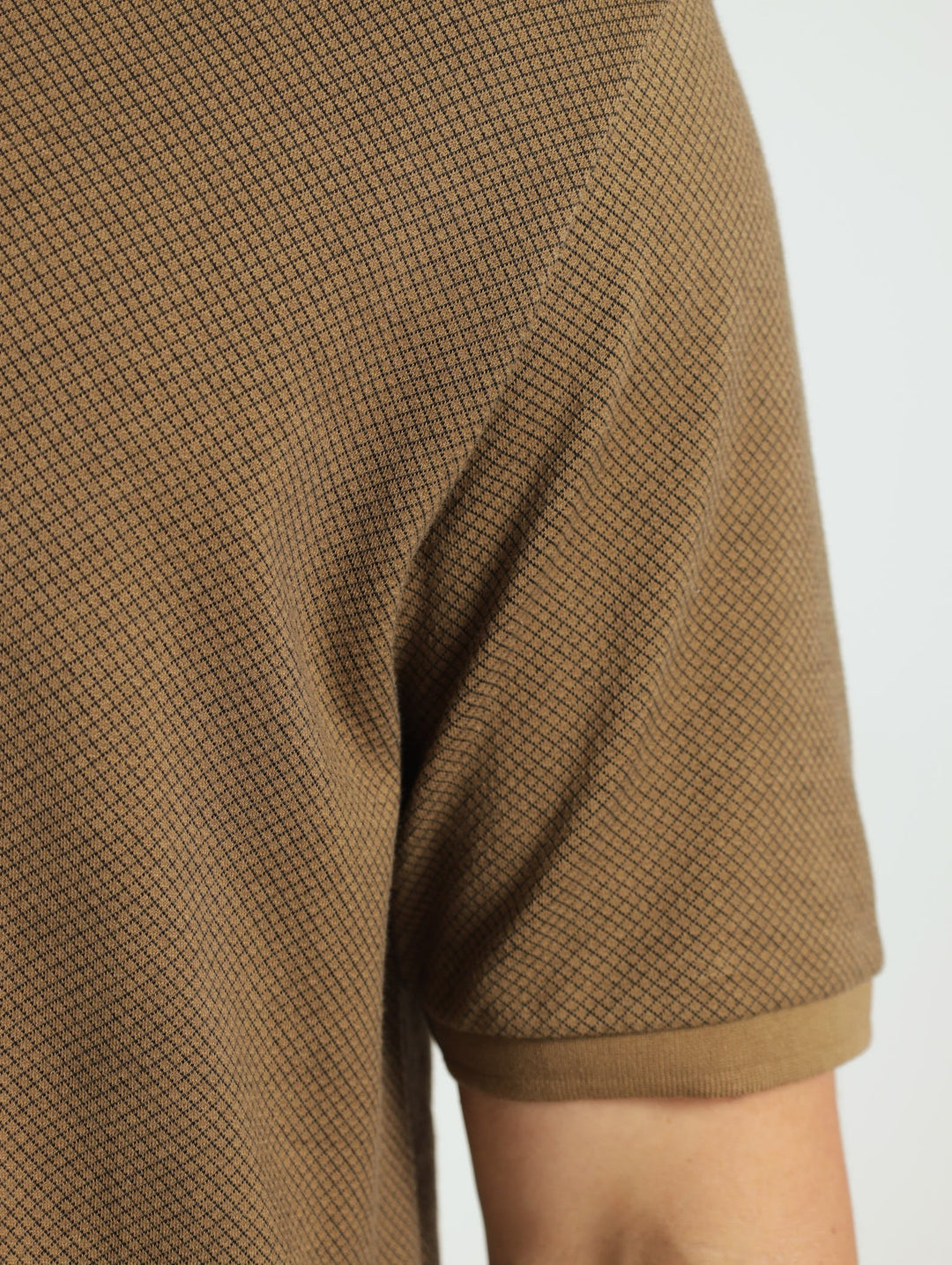 Mini Check Notch Polo Tee - Rust