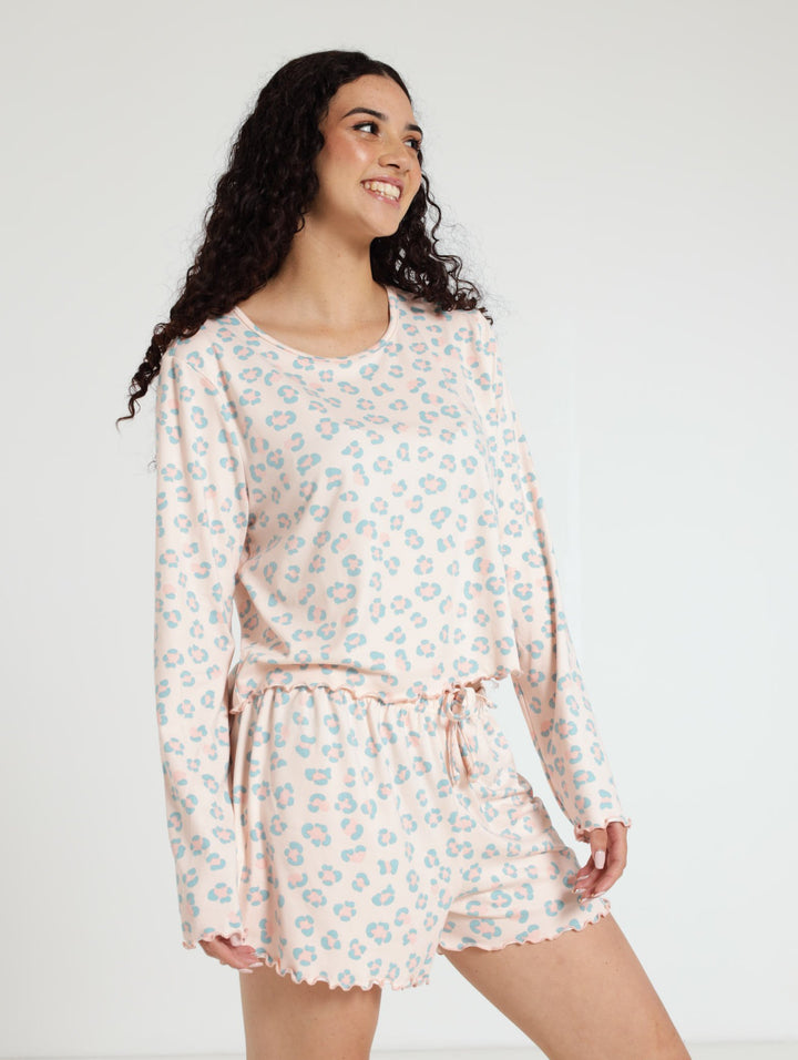 Tee And Short Ditsy Pj Set - Pink