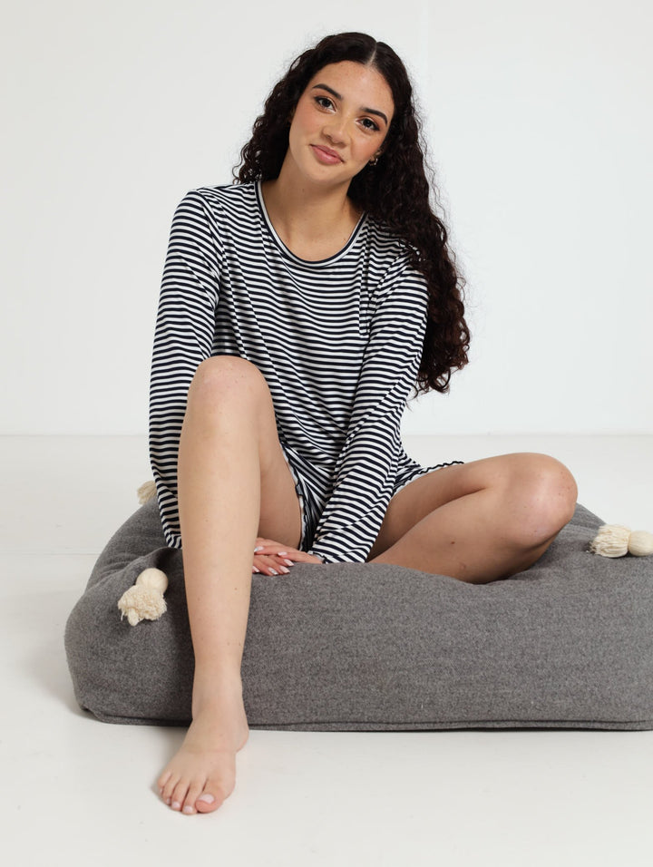 Tee And Short Ditsy Pj Set - Navy/White