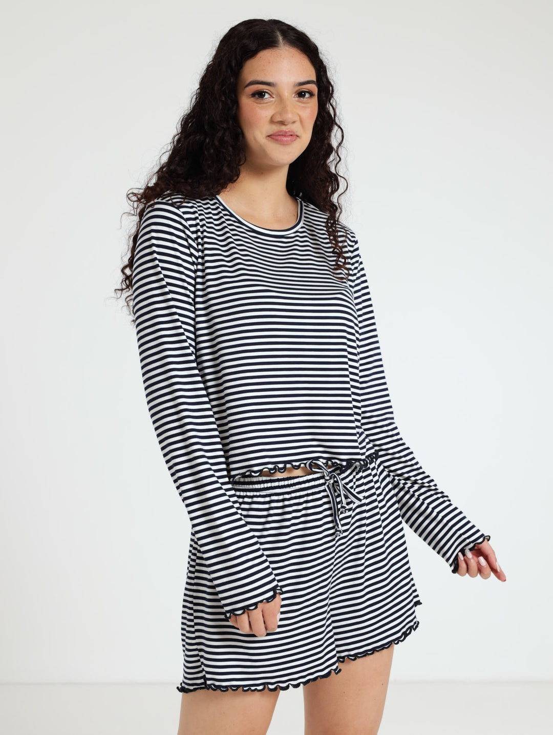 Tee And Short Ditsy Pj Set - Navy/White