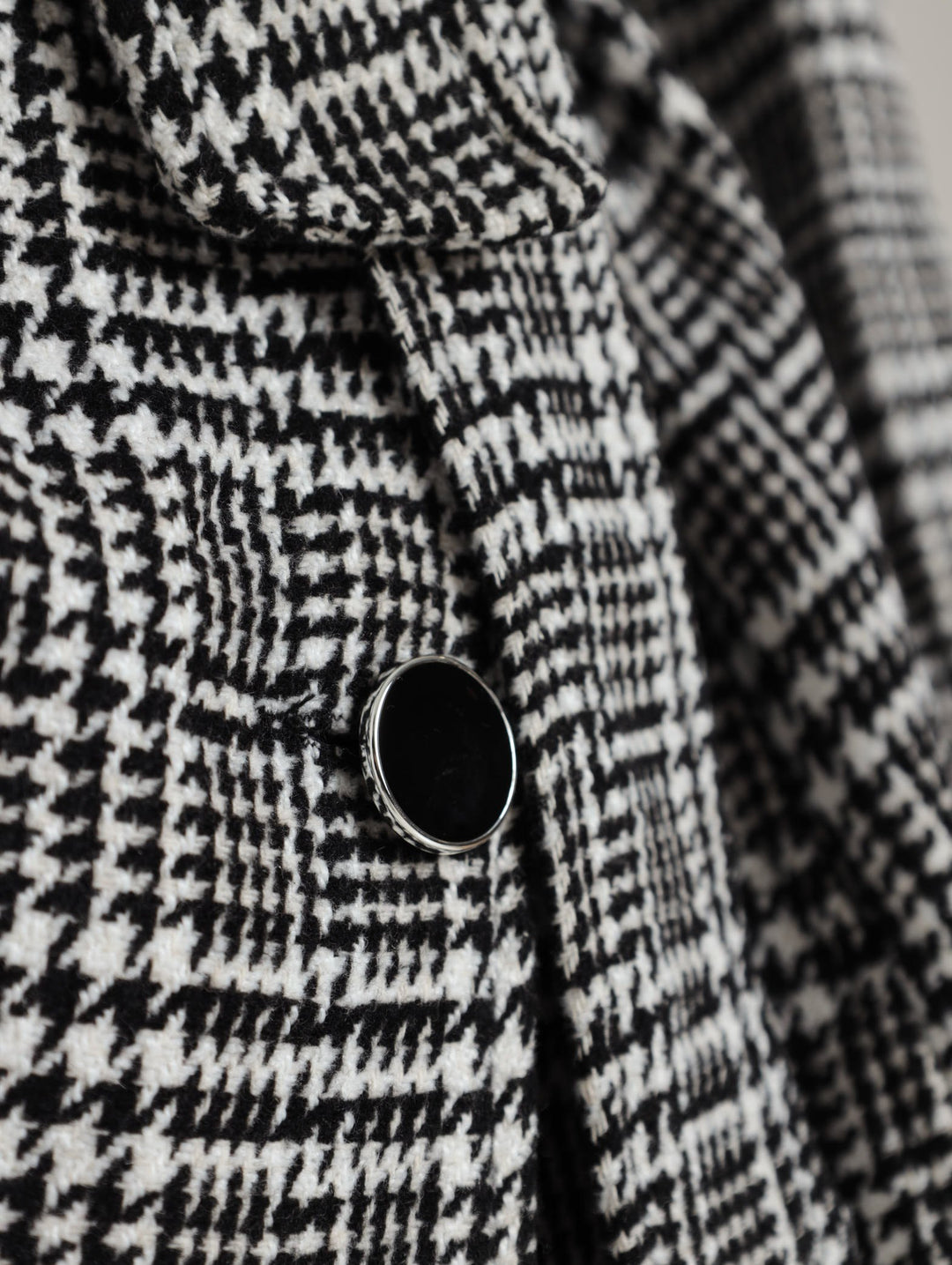 Check Belted Coat - Black/White
