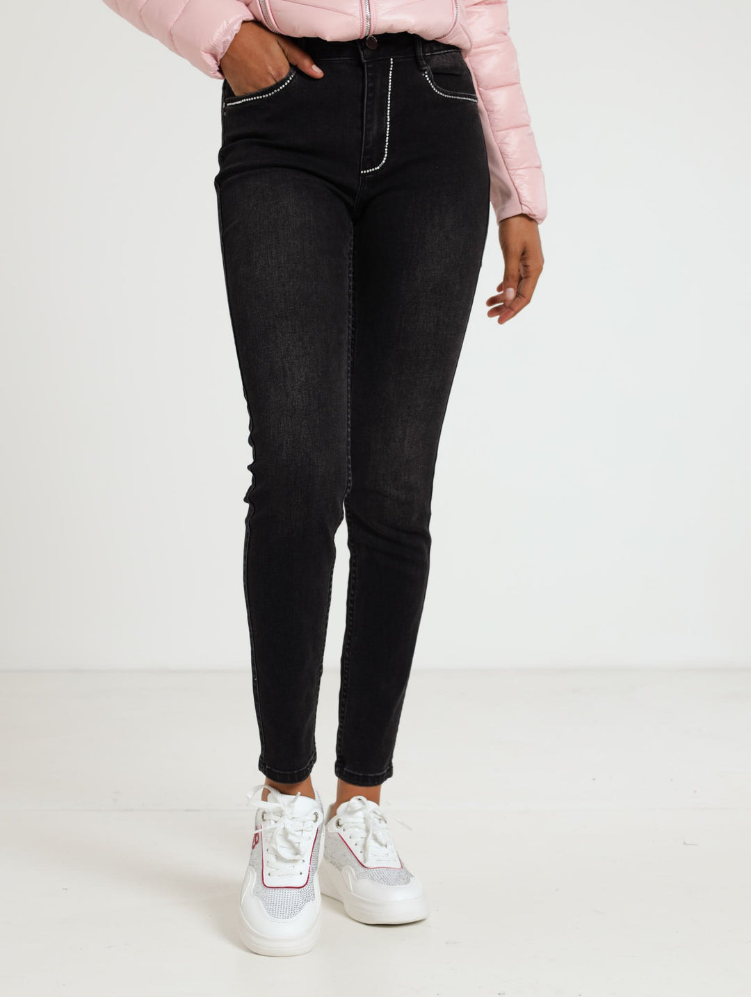 Axel Skiny Denim Jean With Diamante Details - Black