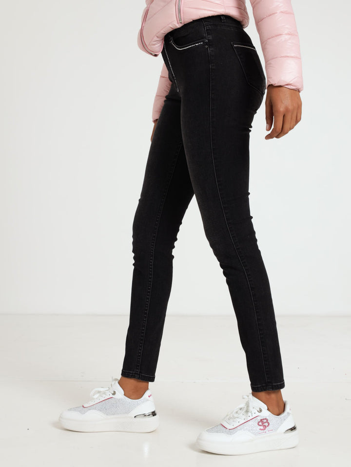 Axel Skiny Denim Jean With Diamante Details - Black