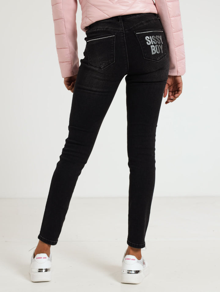 Axel Skiny Denim Jean With Diamante Details - Black