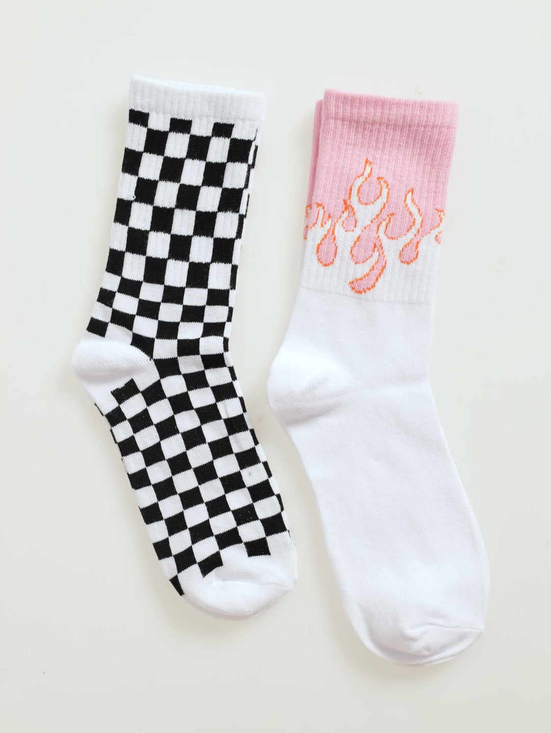 2 Pack Crew Flames Socks - White