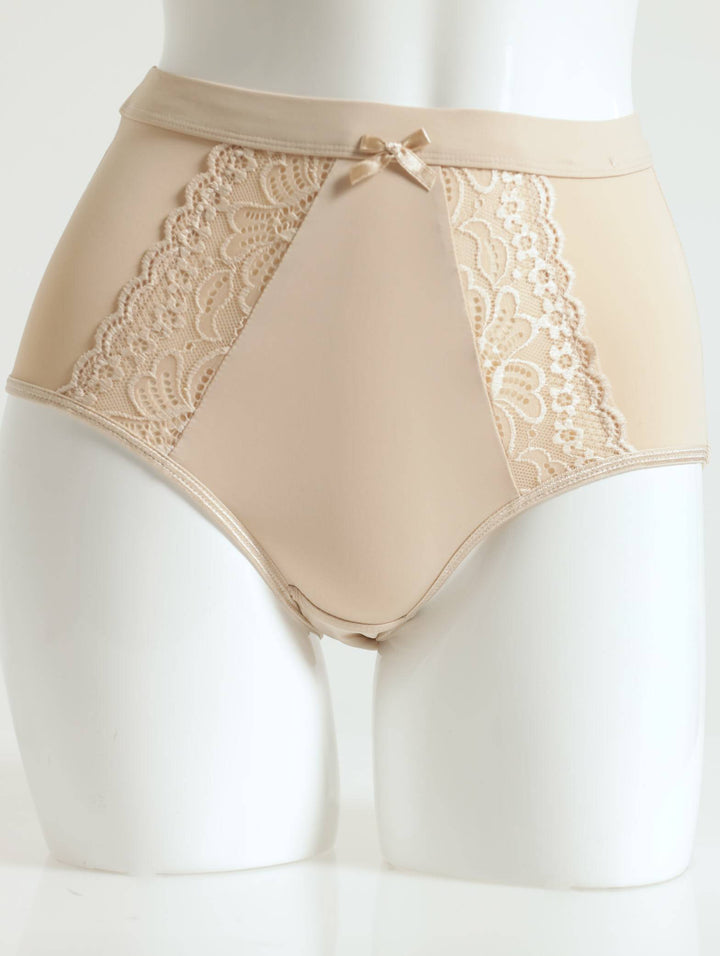 2 Pack Lace Brief Panties - Beige/White