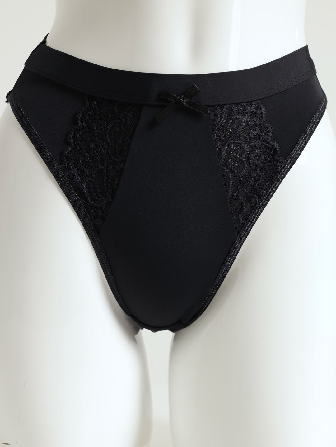 2 Pack Lace Hi-Cut Panties - Mocha/Black