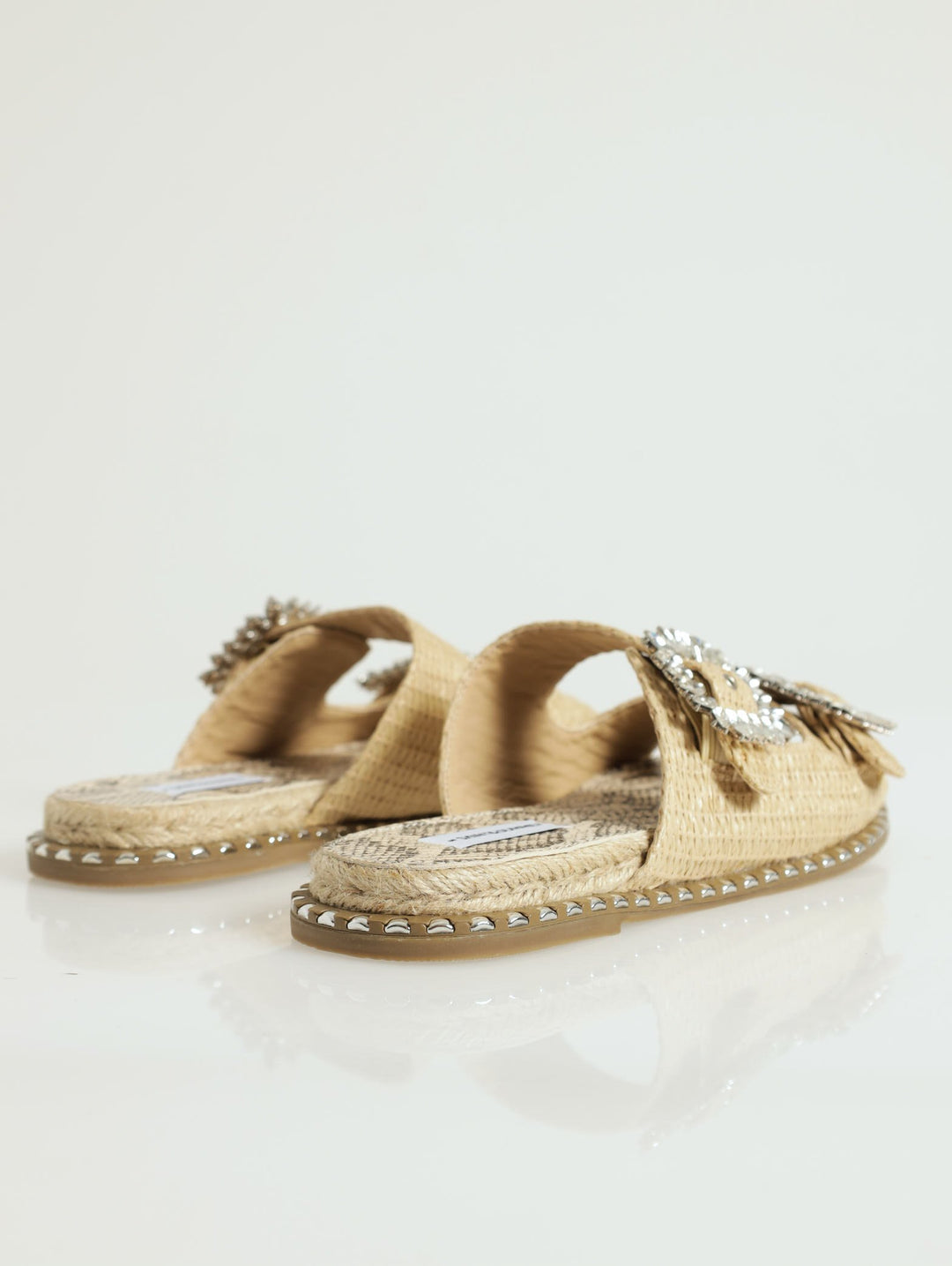 Spectra Double Basket Weave Jeweled Buckle Sandal - Oatmeal