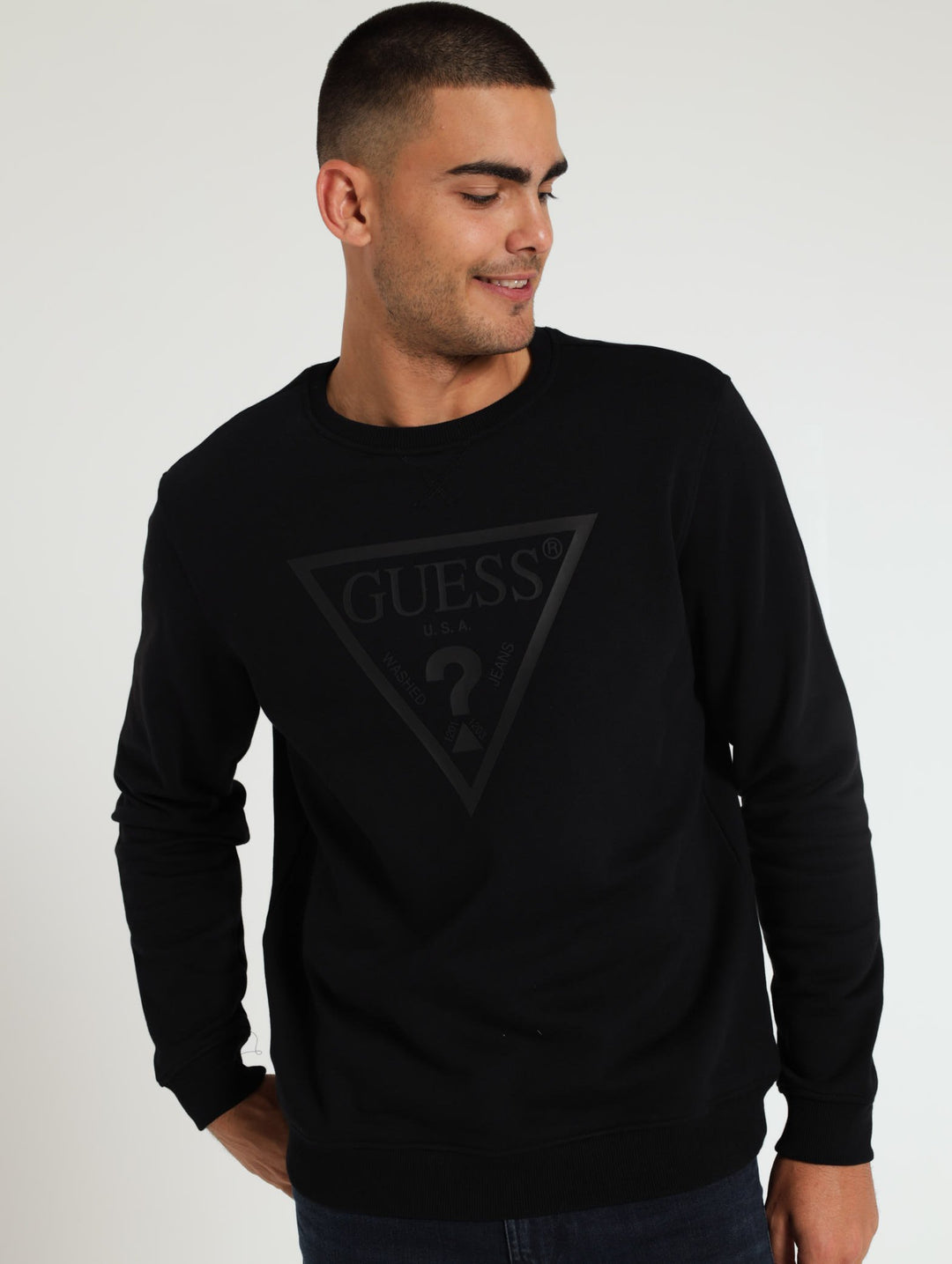 Unbrushed Fleece Sweat Top - Black