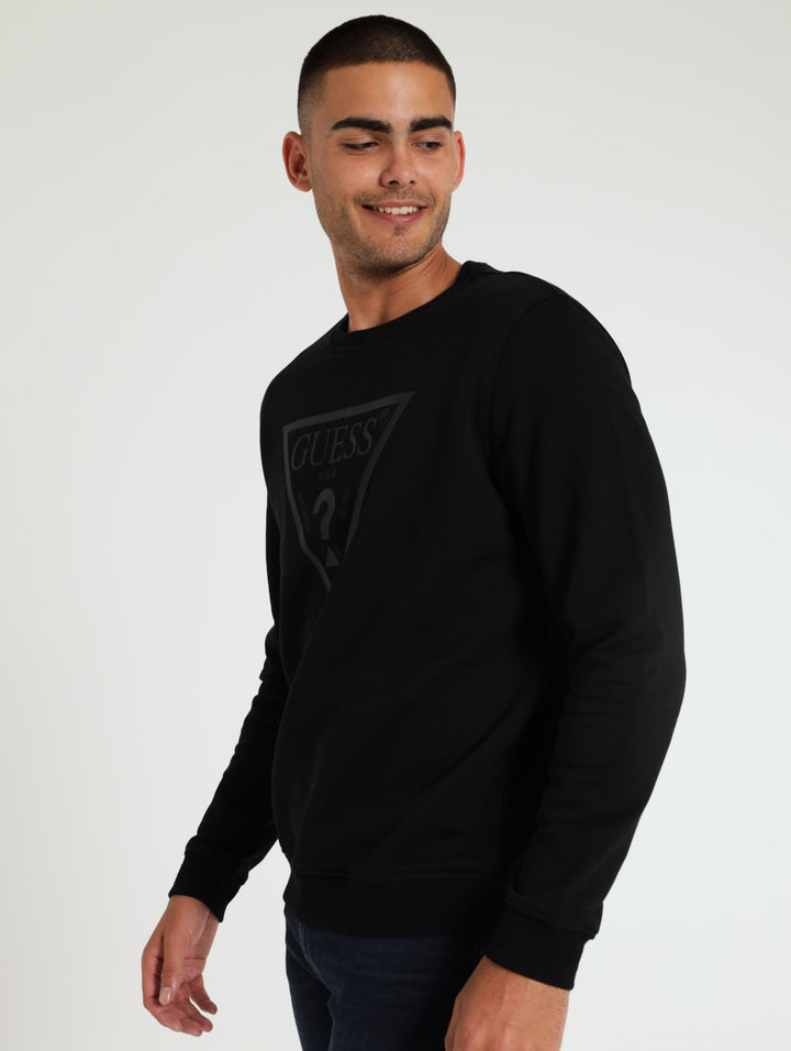 Unbrushed Fleece Sweat Top - Black