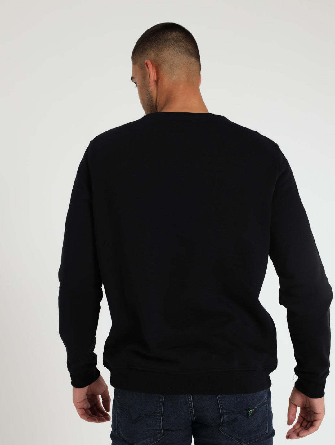 Unbrushed Fleece Sweat Top - Black