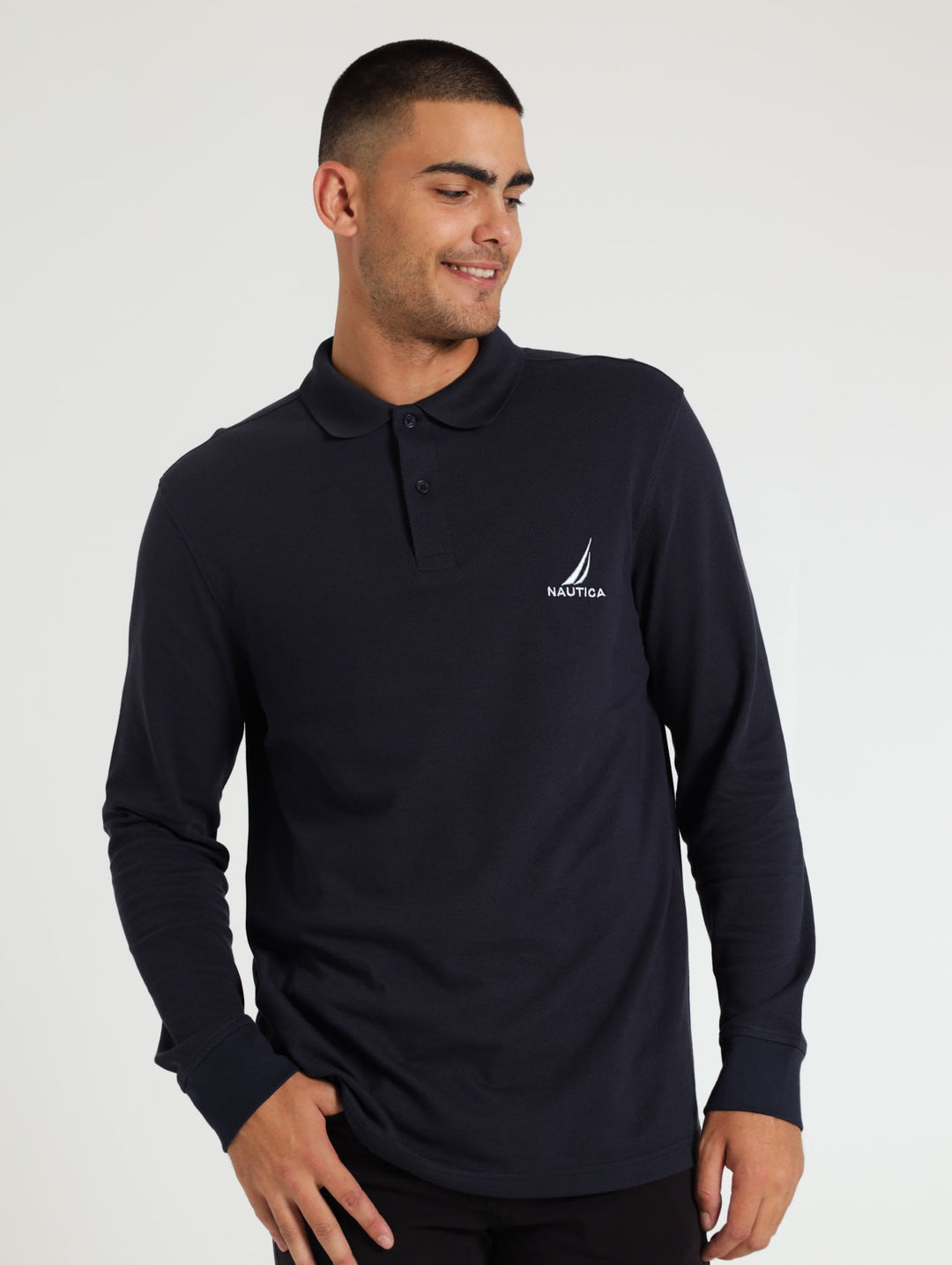 Mens Classic Long Sleeve Golfer Navy – Edgars